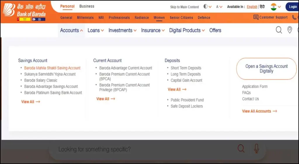 Baroda Mahila Shakti Saving Account