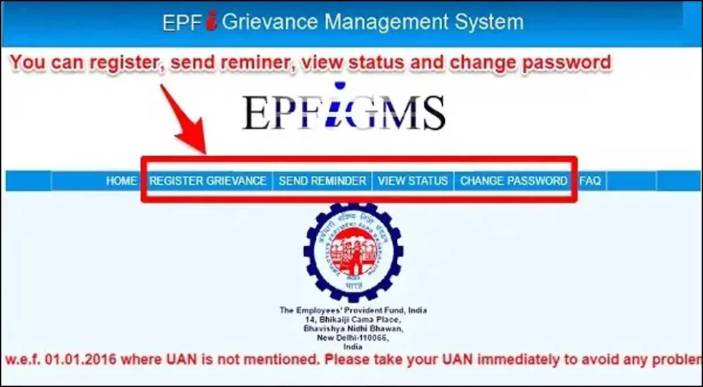 Steps to Register EPF Grievance Online