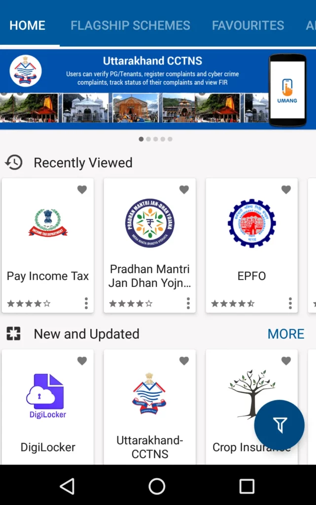 Umang App Services | Image Credit https://web.umang.gov.in/