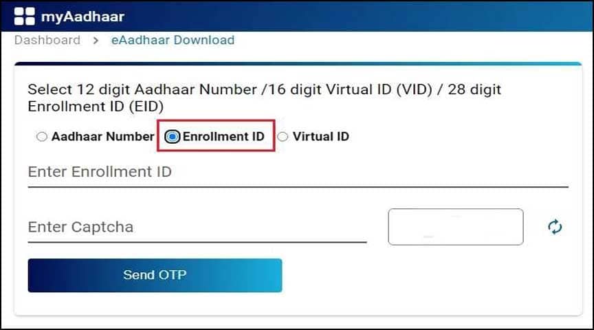 download aadhaar by enrollment number