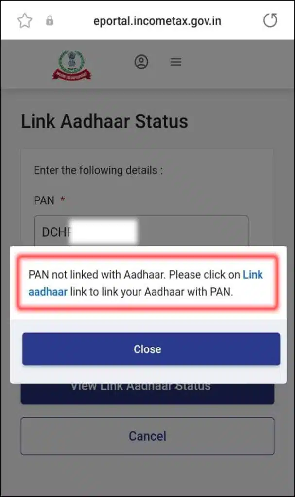 Pan Card Aadhar Card Link Process