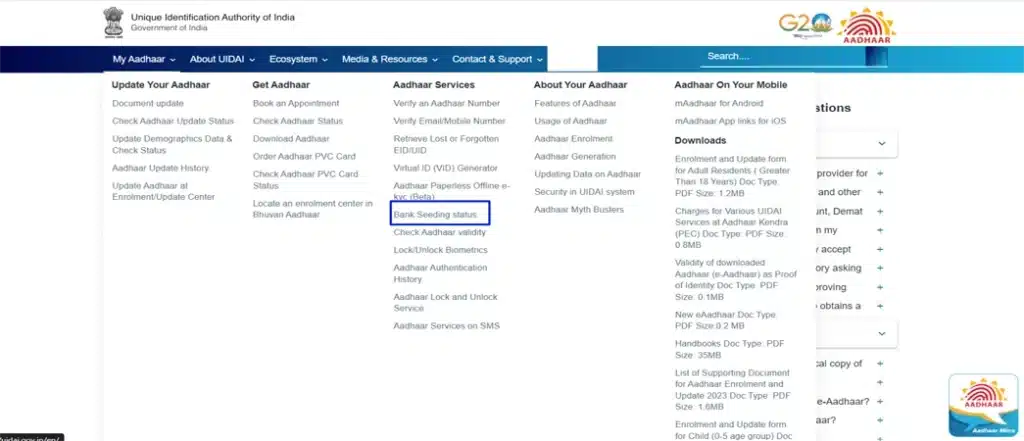 How to Check Online Bank Account Aadhaar Seeding Status 