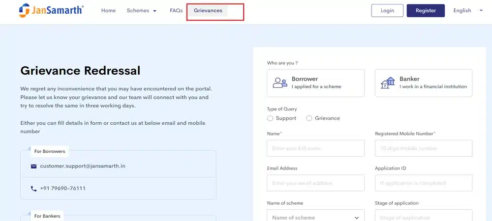 JanSamarth Grievances | Jan Samarth Grievances
