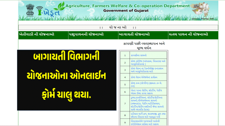 Bagayati Yojana : બાગાયતી યોજનાઓની ઓનલાઈન અરજીઓ ચાલુ. @Ikhedut Portal 2024 